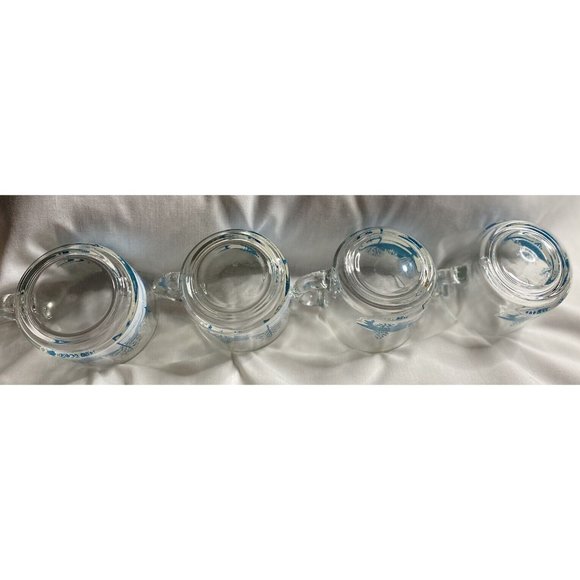 Anchor Hocking Clear Glass Coffee Tea Cups Mugs Winter Blue Scene Trees - Picture 6 of 6